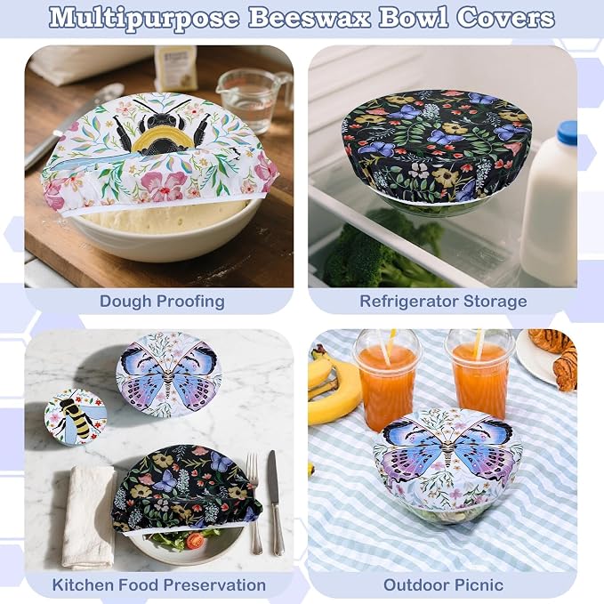 5-Size Reusable Beeswax Bowl Covers - Image 5