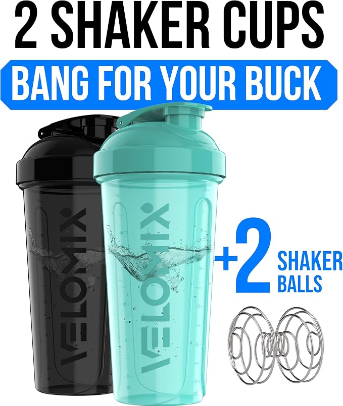 VELOMIX -2 Pack- 28 oz Protein Shaker Bottles - Image 2
