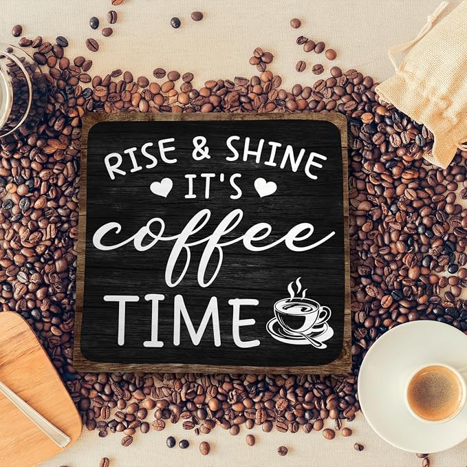 Farmhouse Coffee Wooden Plaque Sign, Vintage Desk Decor - Image 4