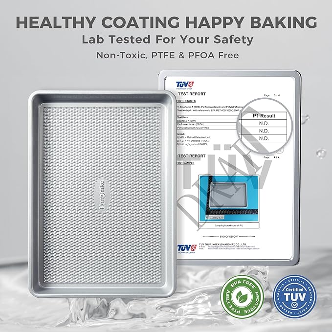 HONGBAKE Naturally Non Toxic Baking Sheet Pan Set of 3, Heavy Duty Aluminized - Image 2
