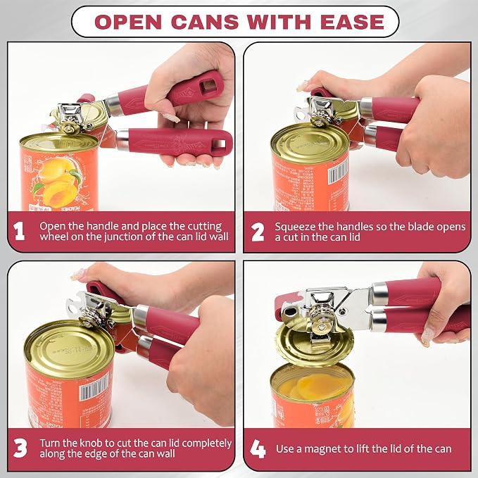 Manual Can Opener with Magnet, Heavy Duty Hand Can and Bottle Opener with - Image 5