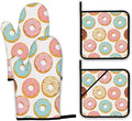 Pink Doughnut Oven Mitts and Pot Holders Set, Kitchen Oven Gloves and Pot Holder by Unknown