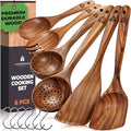 Wooden Spoons for Cooking – 6 Pcs Premium Teak Wooden Utensil Set by Woodenhouse