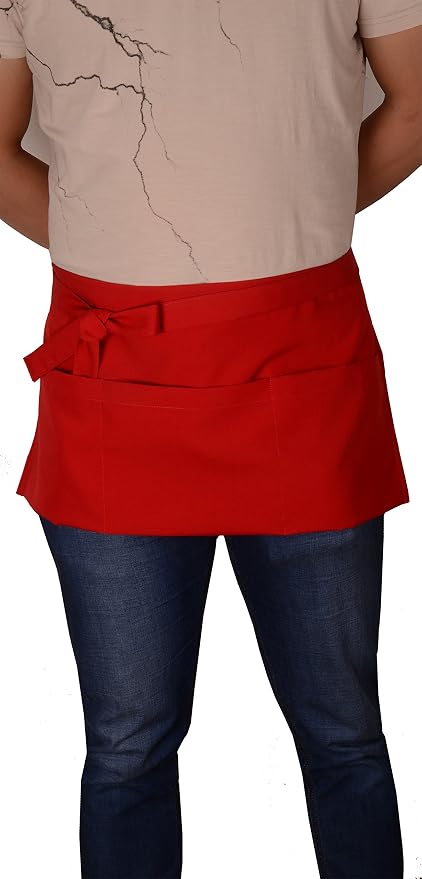 Resist water 3 big Pockets Waist Server Apron Kitchen Restaurant Unisex Half - Image 3