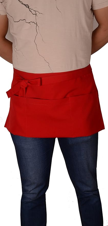 Resist water 3 big Pockets Waist Server Apron Kitchen Restaurant Unisex Half - Image 3