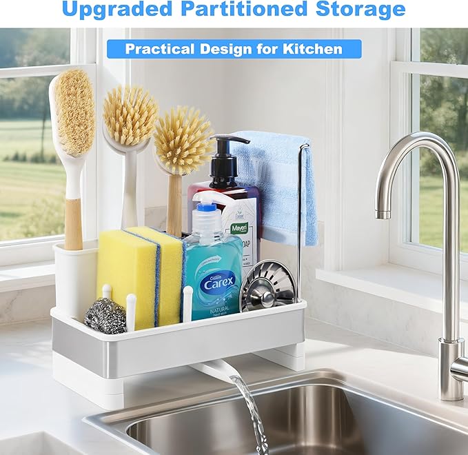 Kitchen Sink Caddy Organizer, Stainless Steel Sponge Holder, Kitchen Caddy Sink - Image 2