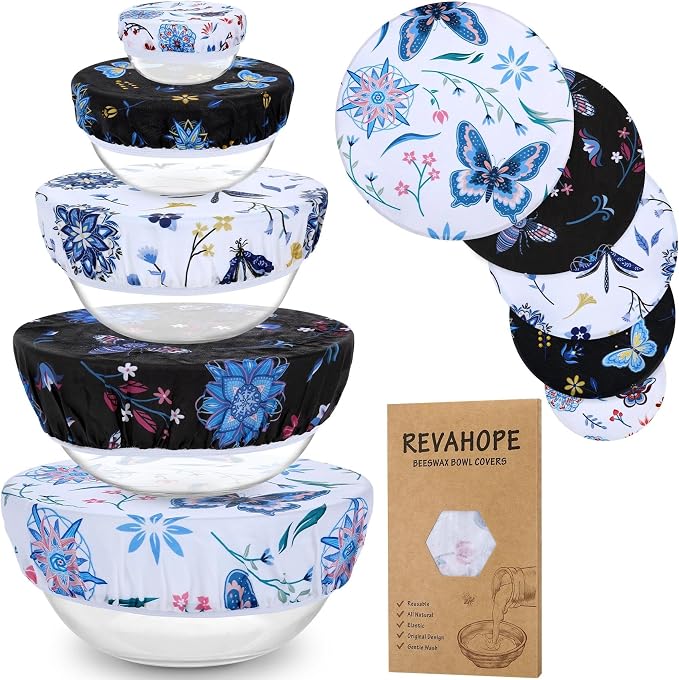 5-Size Reusable Beeswax Bowl Covers by Revahope