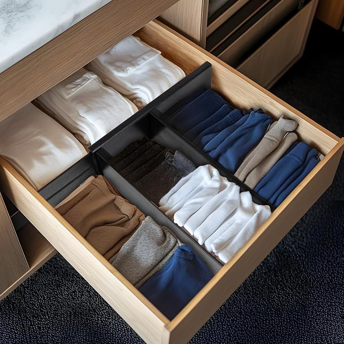 Utoplike Bamboo Dresser Drawer Dividers, Spring Loaded, Works in Kitchen - Image 5