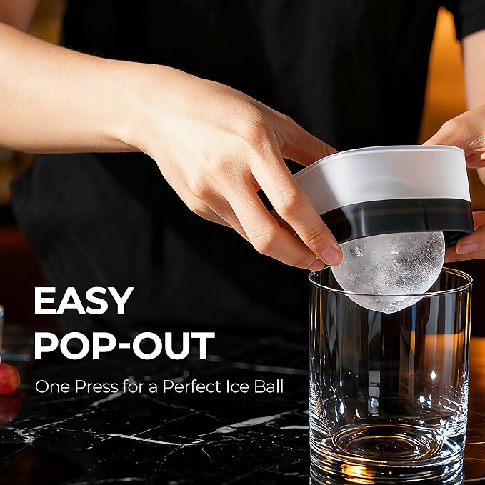Easy Release Ice Ball Maker Mold, 4 Pack, 2.5 Inch Large Round Ice Cube Mold - Image 6