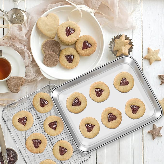 Baking Sheet with Cooling Rack Set, Deedro Stainless Steel Cookie Sheet Baking - Image 7