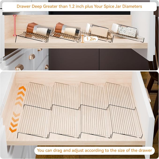 Yieach 8 Pack Adjustable Narrow Spice Rack - Image 5