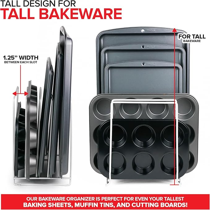 Stock Your Home White Extra Tall Steel Baking Pan Organizer Rack - Image 5