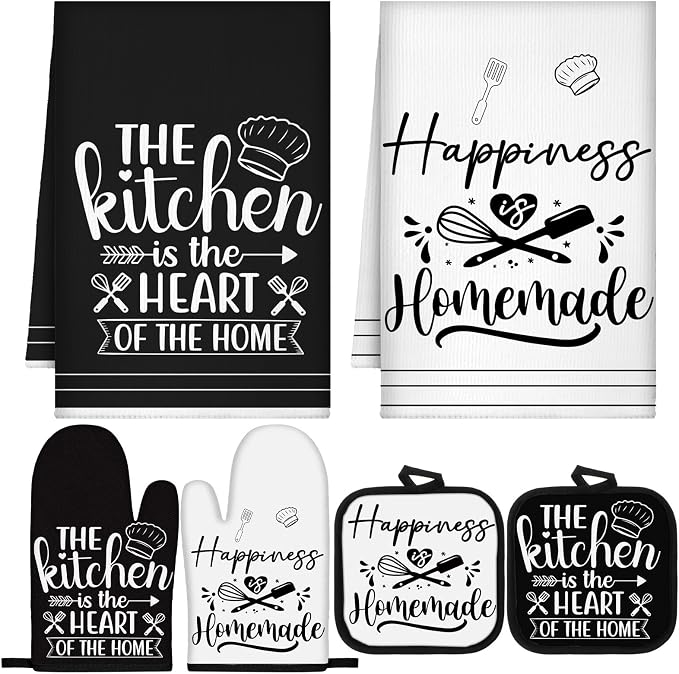Sratte 6 Pcs Kitchen Decor Accessories Set Farmhouse Towels Pot Holders Oven by Sratte