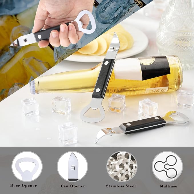 2PCS Bottle Opener, JINLIFA Stainless Steel Manual Can Punch Bottle Cap Beer - Image 4