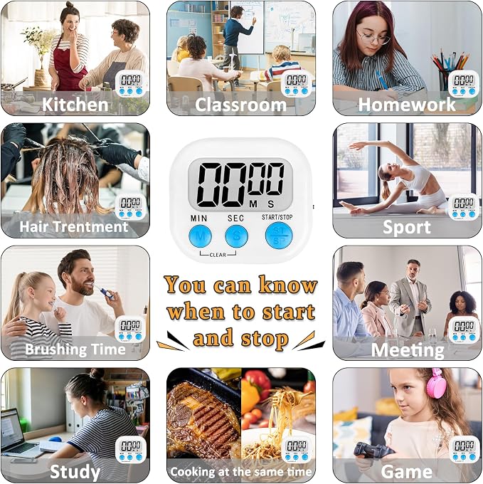 ZILLEEN 12 Pack Kitchen Timers for Cooking Digital Classroom Timers for Kids - Image 4
