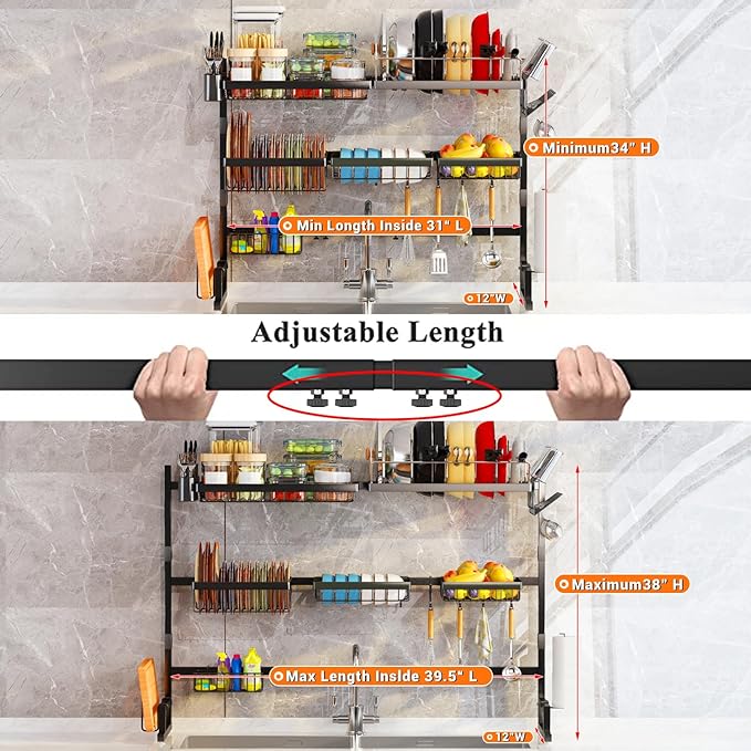 ADBIU Over Sink Dish Drying Rack Snap-On Design Large Dish Drainer Storage - Image 2