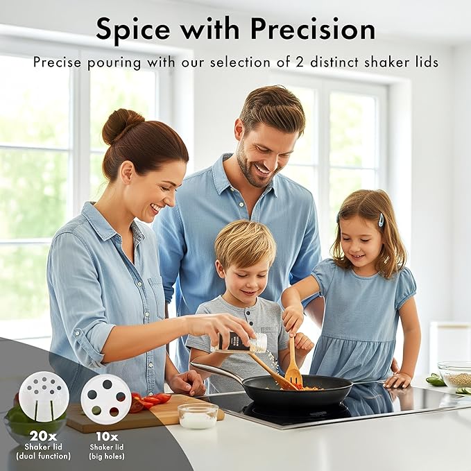 EDELHAUS Glass Spice Jars with Labels and Steel Lids Spice Containers with 240 - Image 4