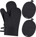 Oven Mitts and Pot Holders 4 Sets, Heat Resistant 500 ℉ Oven Mitt and Pot Holder by QEVOOON