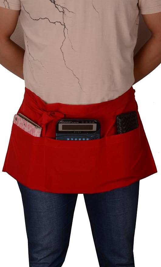 Resist water 3 big Pockets Waist Server Apron Kitchen Restaurant Unisex Half - Image 4