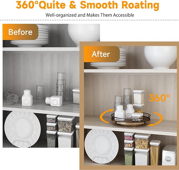 Farmhouse Oak 9" Lazy Susan Turntable Organizer - Image 3