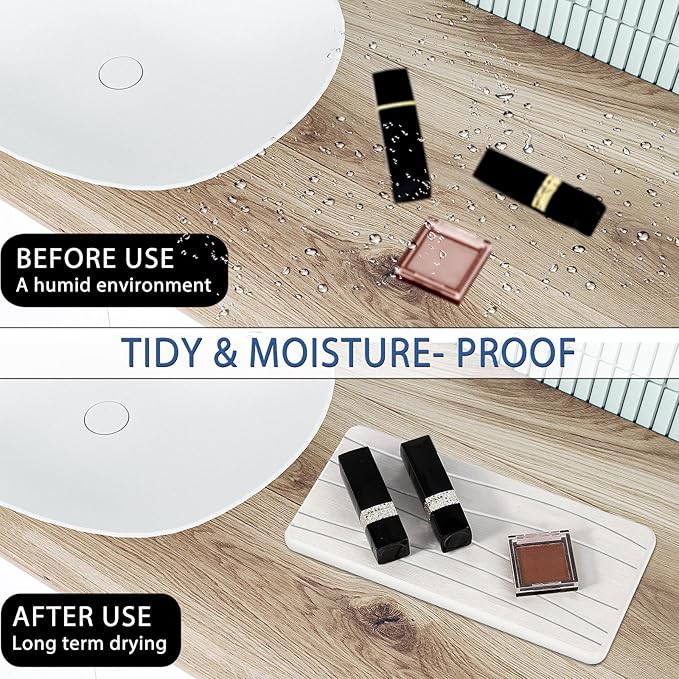 3PCS Water Absorbing Stone Tray, Fast Drying Stone Sink Tray, Stones Soap Trays - Image 3
