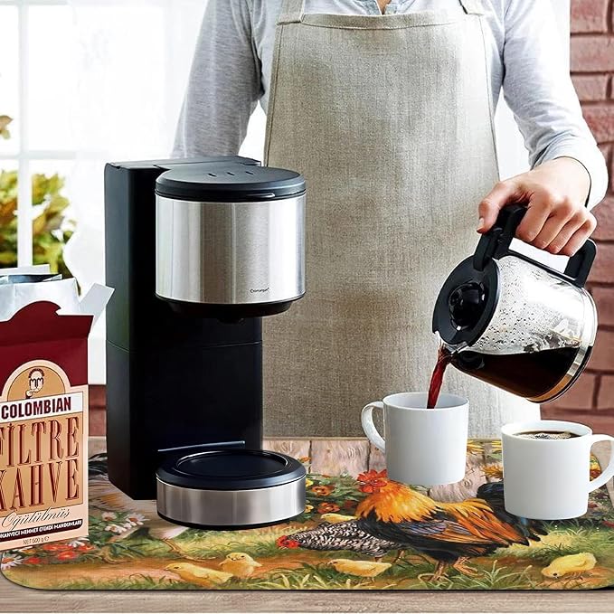 Kitchen Countertop Dish Drying Mat, Super Absorbent Coffee Bar Mat - Image 8