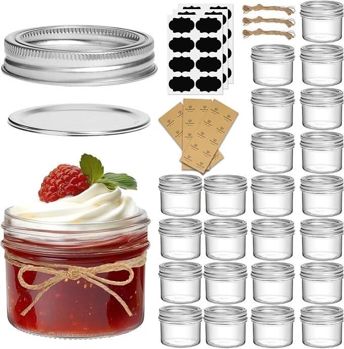ComSaf Small Regular Mouth Mason Jars Bulk 4oz 24PCS Mini Mason Containers by ComSaf