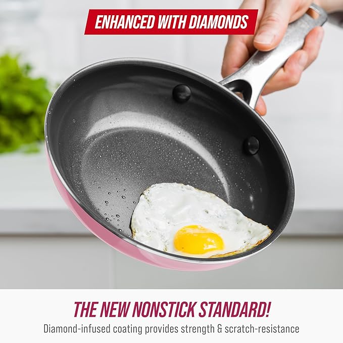 Blue Diamond 8" Nonstick Frying Pan Skillet, Ceramic Diamond Infused PFAS-Free - Image 2