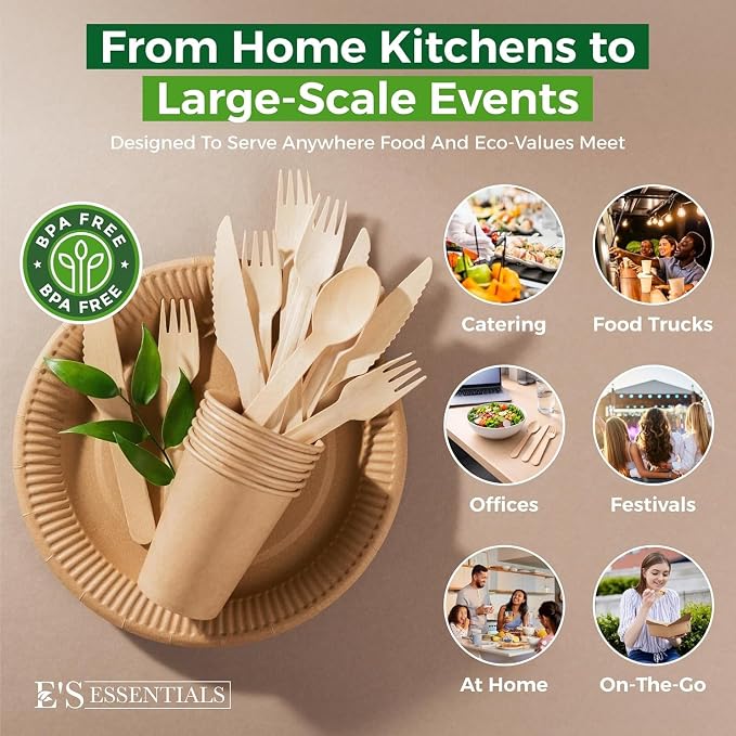 700 PCS Wooden Cutlery Set - Image 7