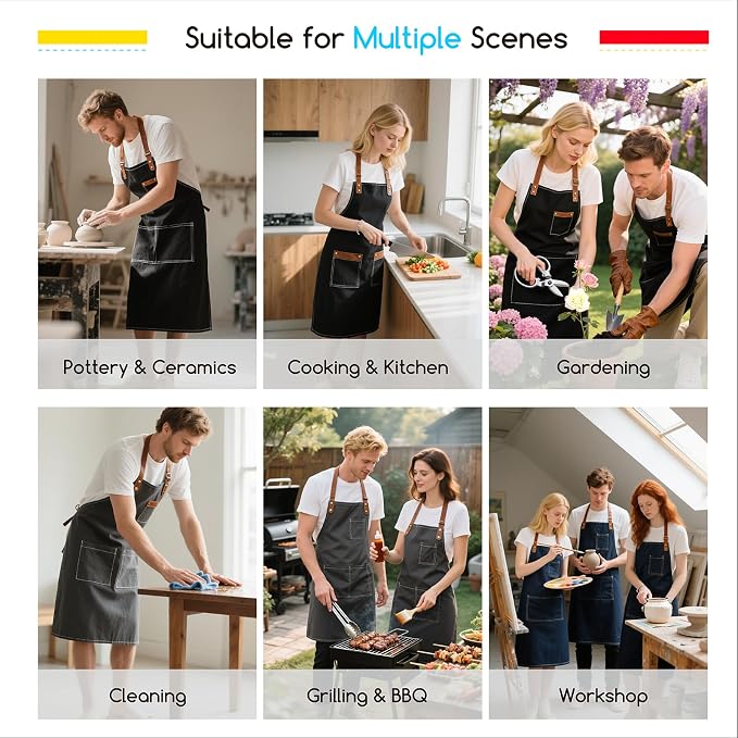 MEEDEN Painting Apron for Men Women: Adjustable Cross Back Waterproof Polyester - Image 7