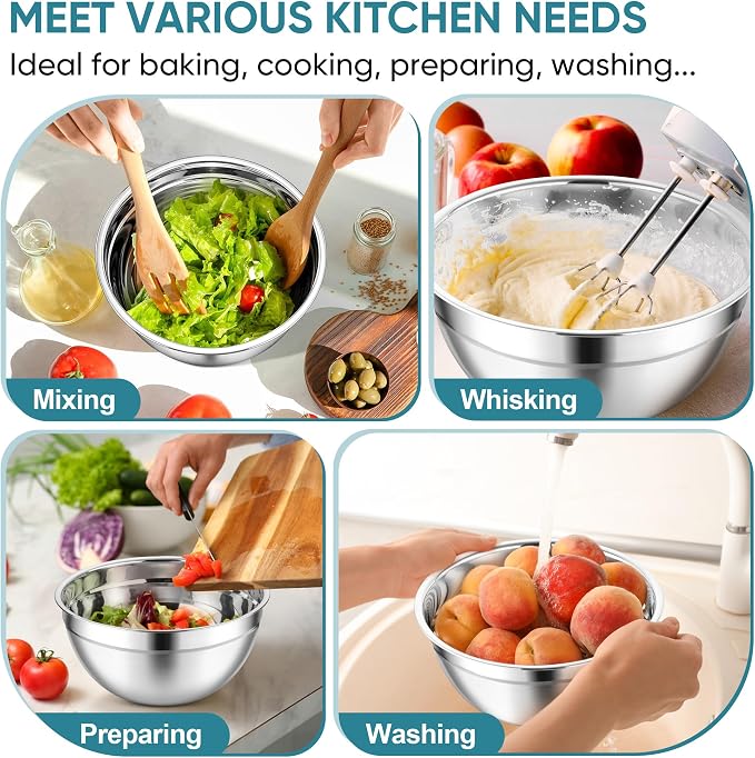 TeamFar Mixing Bowls, For Kitchen Mixing/Baking/Storing/Prepping, Visible & - Image 7