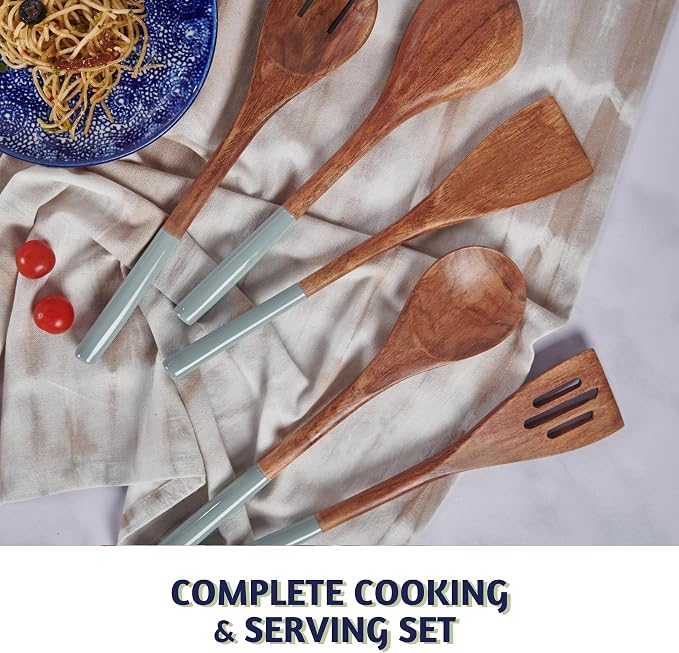 Folkulture Wooden Spoons for Cooking | 12" Premium Acacia Wooden Utensil Set of - Image 7