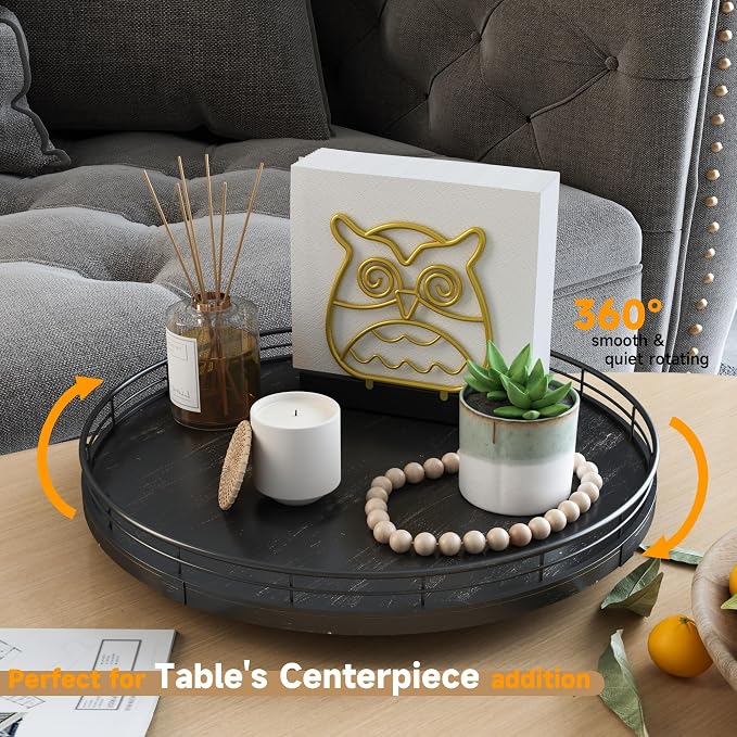 13" Oak Bathroom Vanity Tray Turntable - Image 3