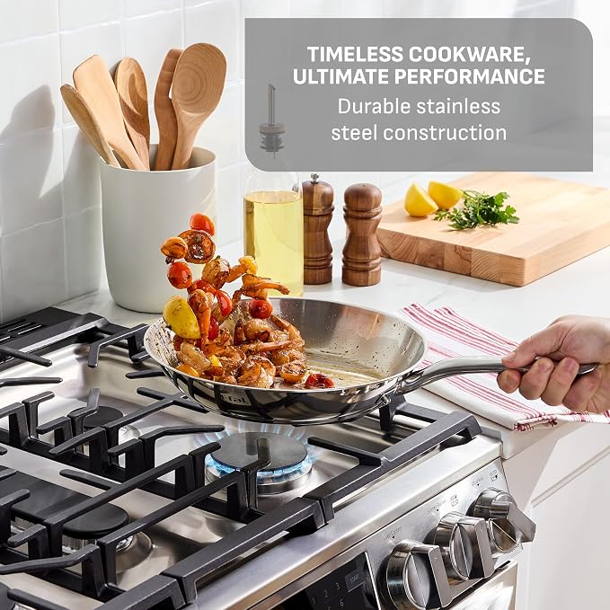 T-Fal Gourmet 11" & 12" Stainless Steel Pan Set, Induction Compatible, - Image 2