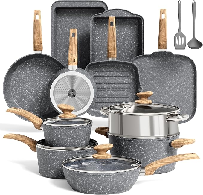 MAISON ARTS 17 Piece Pots and Pans Set Non Stick, Kitchen Cookware Sets by MAISONARTS