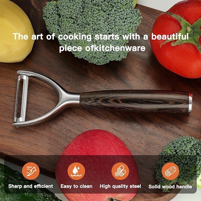 Premium Y Type 304 Stainless Steel Multifunctional Kitchen Peeler Real Wood - Image 5