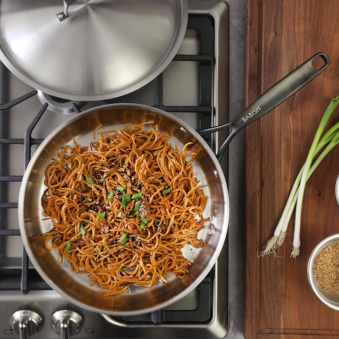 Babish 12-Inch Tri-Ply Stainless Steel Frying Pan - Image 7