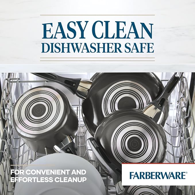 Farberware Dishwasher Safe Nonstick Cookware Pots and Pans Set, 15 Piece - Image 3