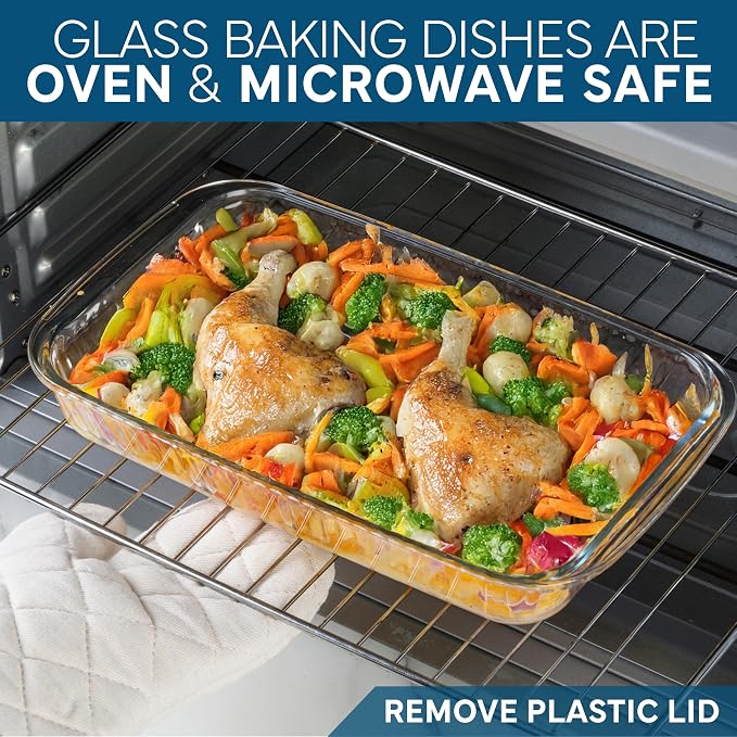 COOK WITH COLOR 8-Piece Deep Glass Baking Dish Set with Plastic Lids – - Image 6