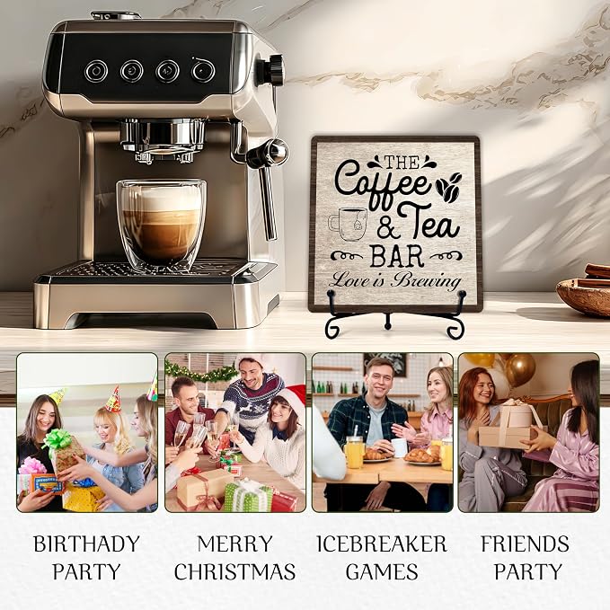 Coffee Bar Sign, Love is Brewing Farmhouse Tabletop Decor, Coffee and Tea Lover - Image 5
