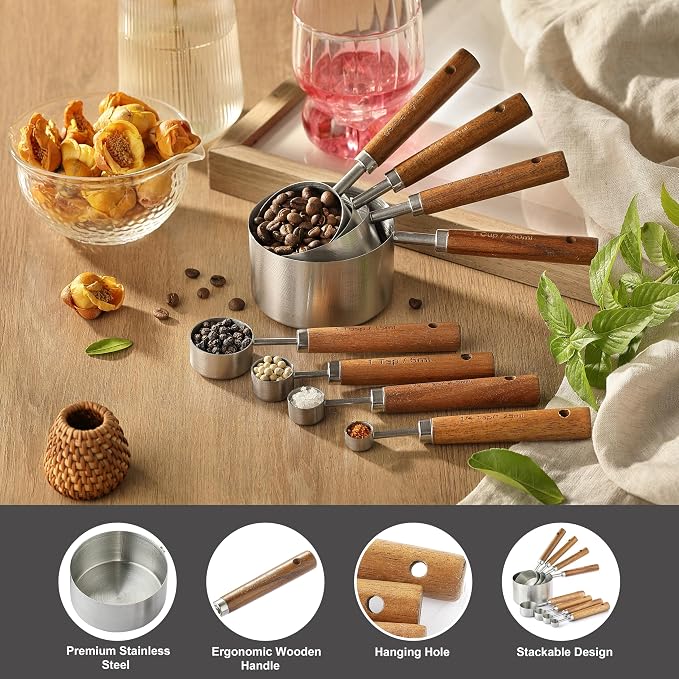 8PCS Measuring Cups, DAJLFA Stainless Steel Measuring Cups and Spoons Set - Image 3