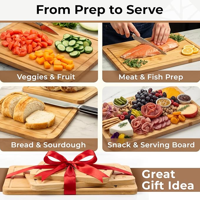 Set of 3 Bamboo Cutting Boards for Kitchen - Image 7