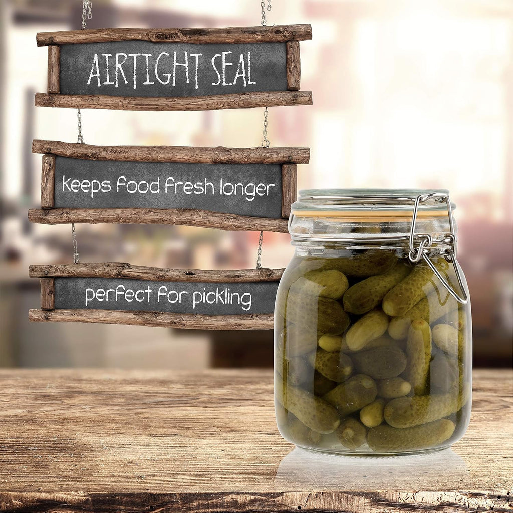 Glass Jars with Airtight Lids 32 oz [Set of 2]