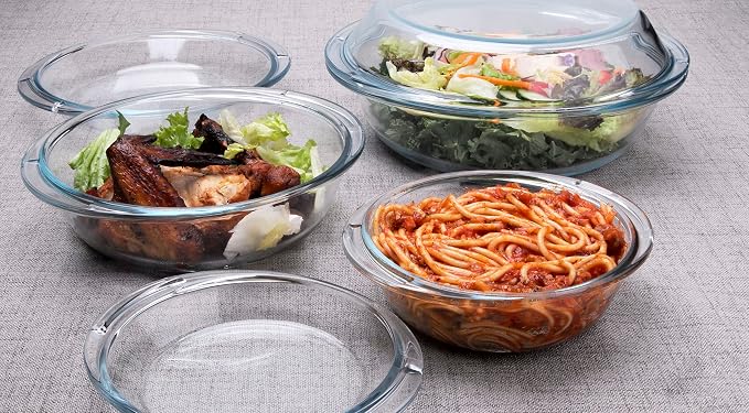 Set of 6 Round Glass Casserole Dishes, Nesting Glass Baking Dish Set - Image 2