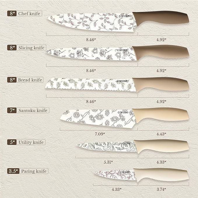 CAROTE 12PCS Knife Set, Kitchen Knife Set - Image 2