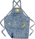 Denim Apron with Pockets for Hair Stylist Gardening Craftsmen Barista Women by Vammcht