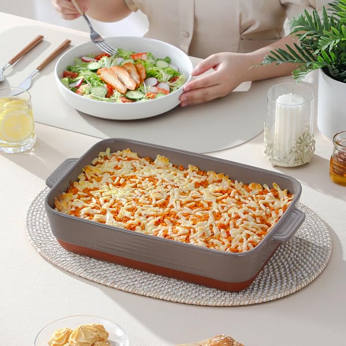 MALACASA 4.8 Qt Lasagne Dishes for Oven, 9 x 13 Inches Brown Ceramic Oven Dish - Image 9