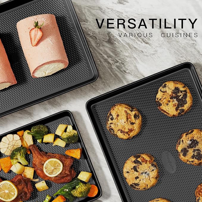 HONGBAKE 2 Pack Half Sheet Pan Set, 1/2 Cookie Sheets - Image 4