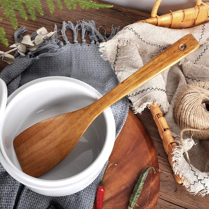 Wooden Spatula, Slotted Turner, Soup Ladle, Long Handle Utensils Set, Handmade - Image 5