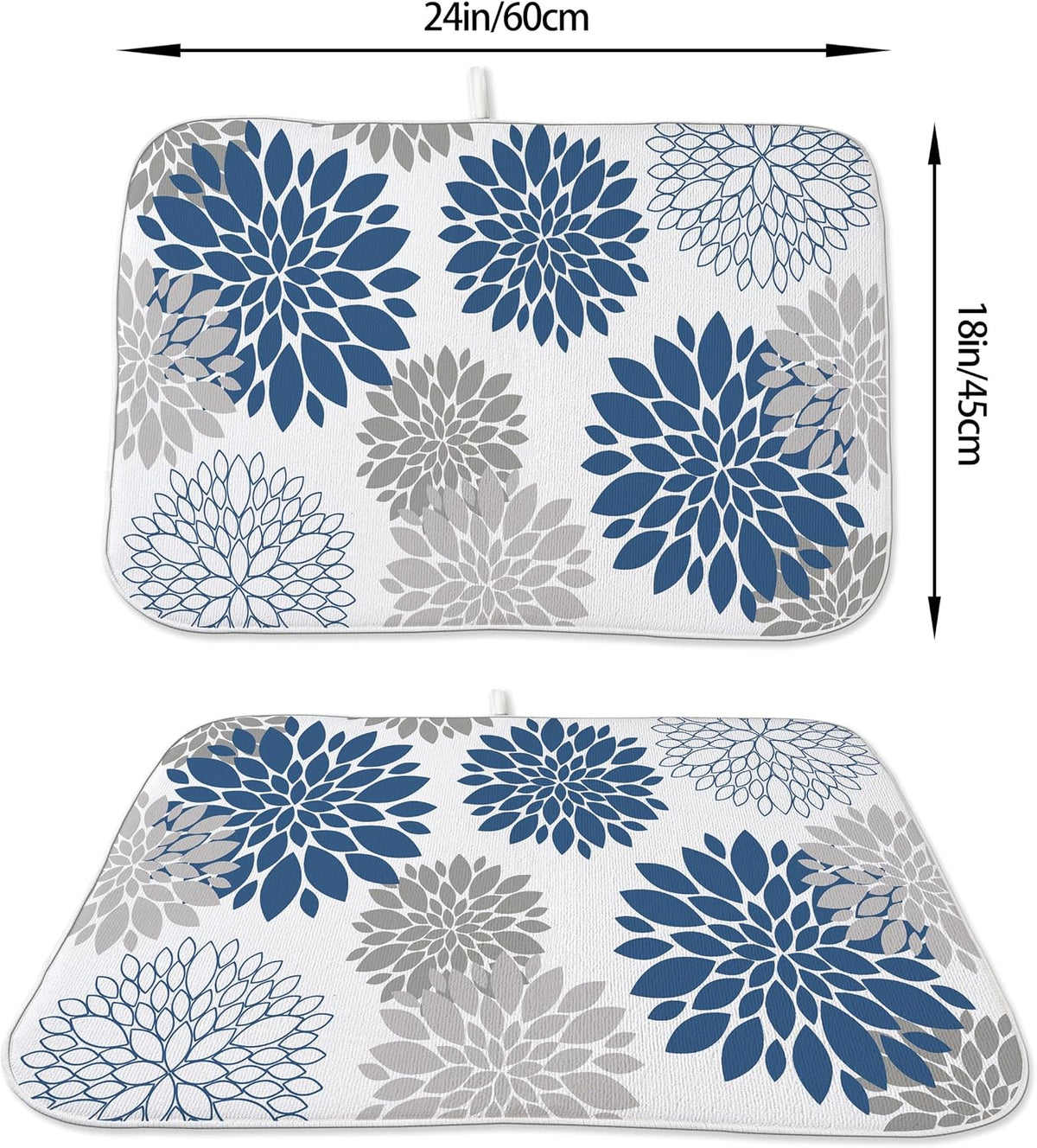 Boho Floral Drying Mat 18x24 Inches For Kitchen Counter Absorbent